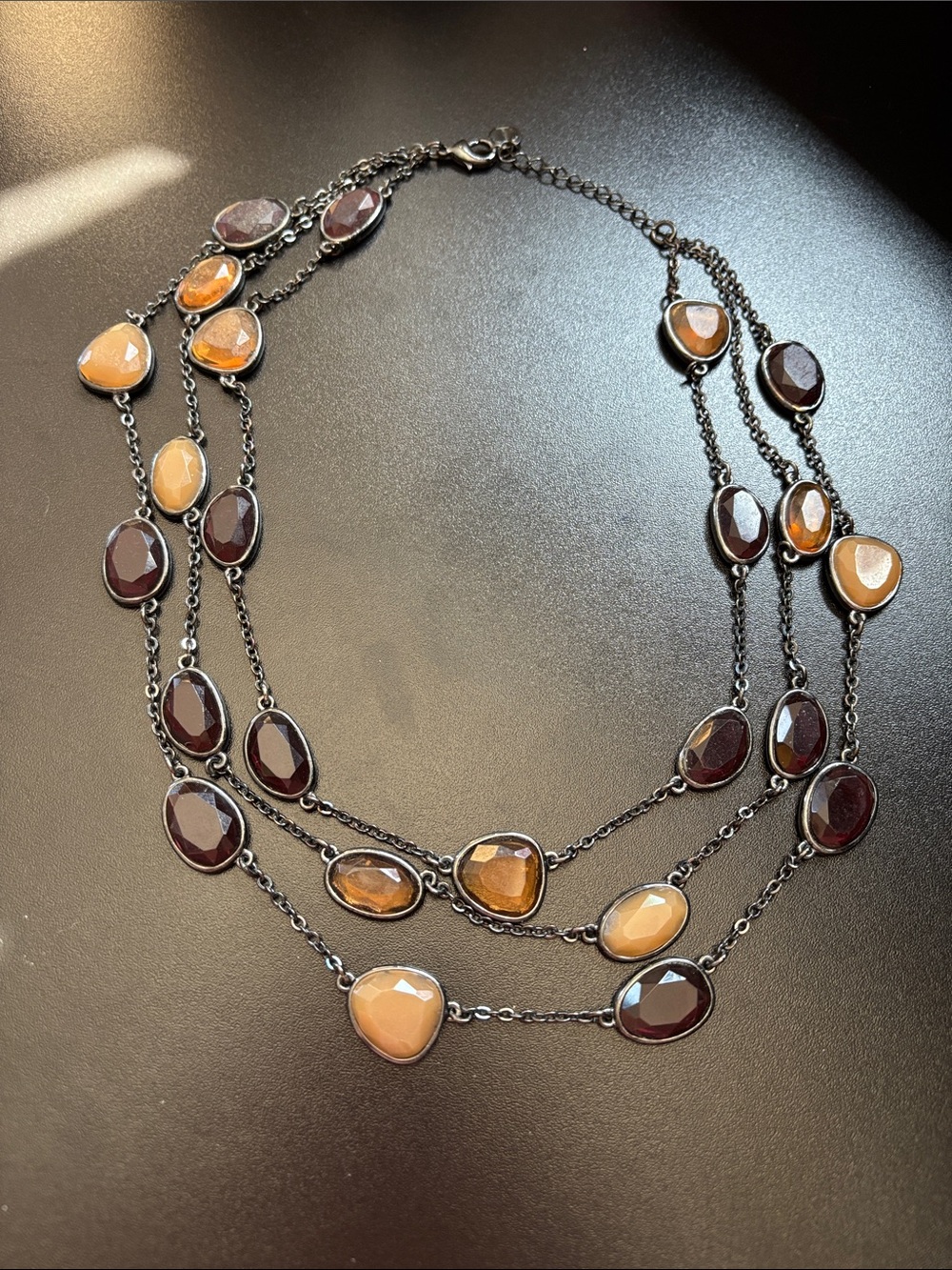Talbots Multi-Strand Necklace with Brown and Amber Stones
